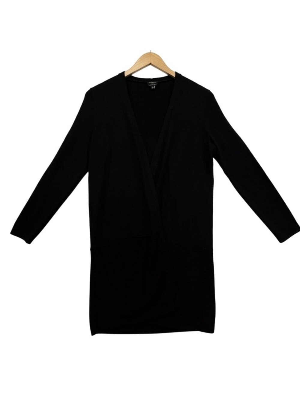 Talbots Womens Merino Wool Long Cardigan Sweater Small Petite Black Open Front